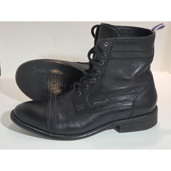 DIESEL Men\'s Black Leather  Boots Lace-Up Round Toe Size 9.5 main image 10